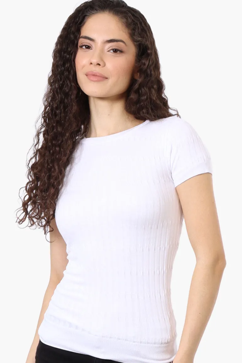 Magazine Ribbed Crew Neck Tee - White
