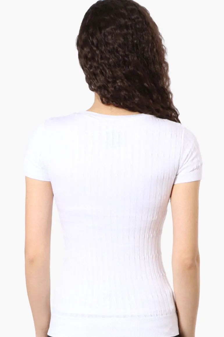 Magazine Ribbed Crew Neck Tee - White