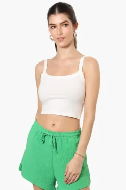 Magazine Solid Basic Drawstring Shorts - Green