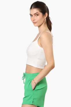 Magazine Solid Basic Drawstring Shorts - Green