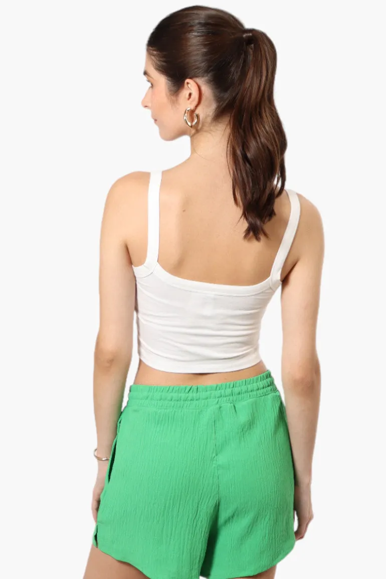 Magazine Solid Basic Drawstring Shorts - Green
