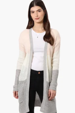 Majora 3 Stripe Open Wrap Cardigan - Blush