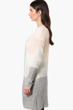Majora 3 Stripe Open Wrap Cardigan - Blush