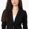 Majora Cinched Sleeve Single Button Blazer - Black