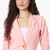 Majora Cinched Sleeve Single Button Blazer - Pink