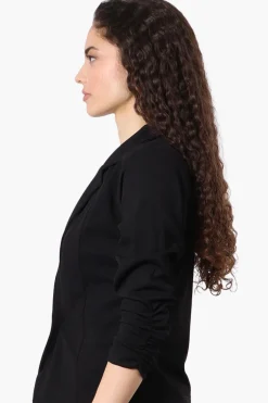 Majora Cinched Sleeve Single Button Blazer - Black