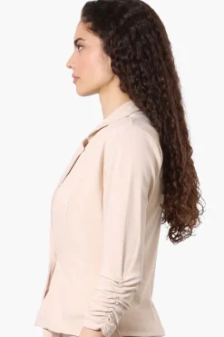 Majora Cinched Sleeve Single Button Blazer - Cream