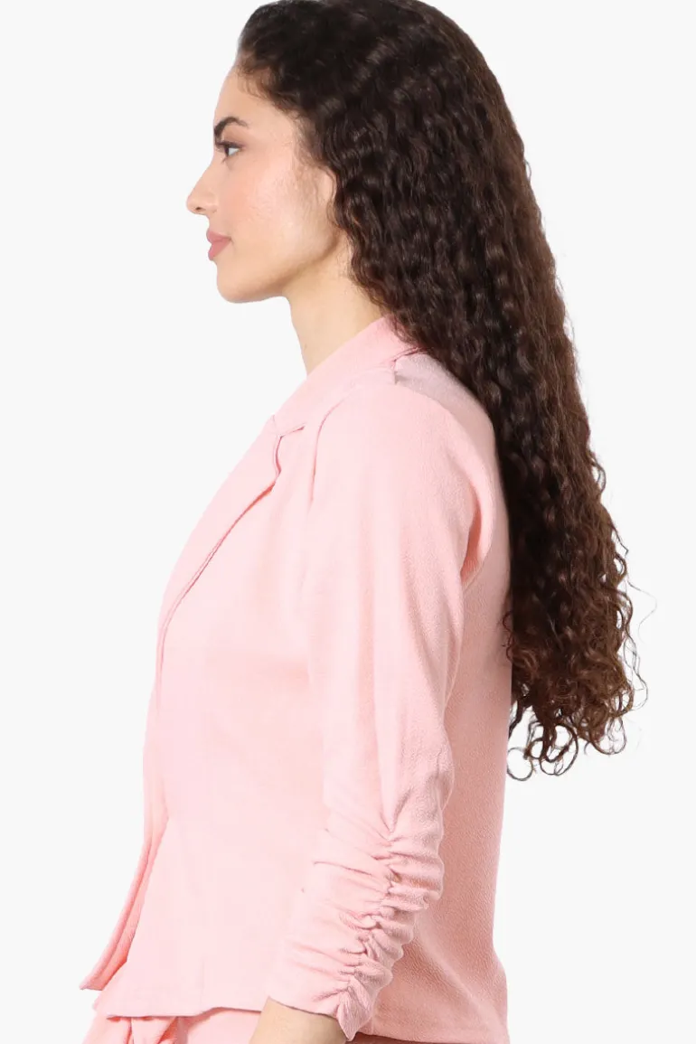 Majora Cinched Sleeve Single Button Blazer - Pink