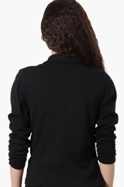 Majora Cinched Sleeve Single Button Blazer - Black