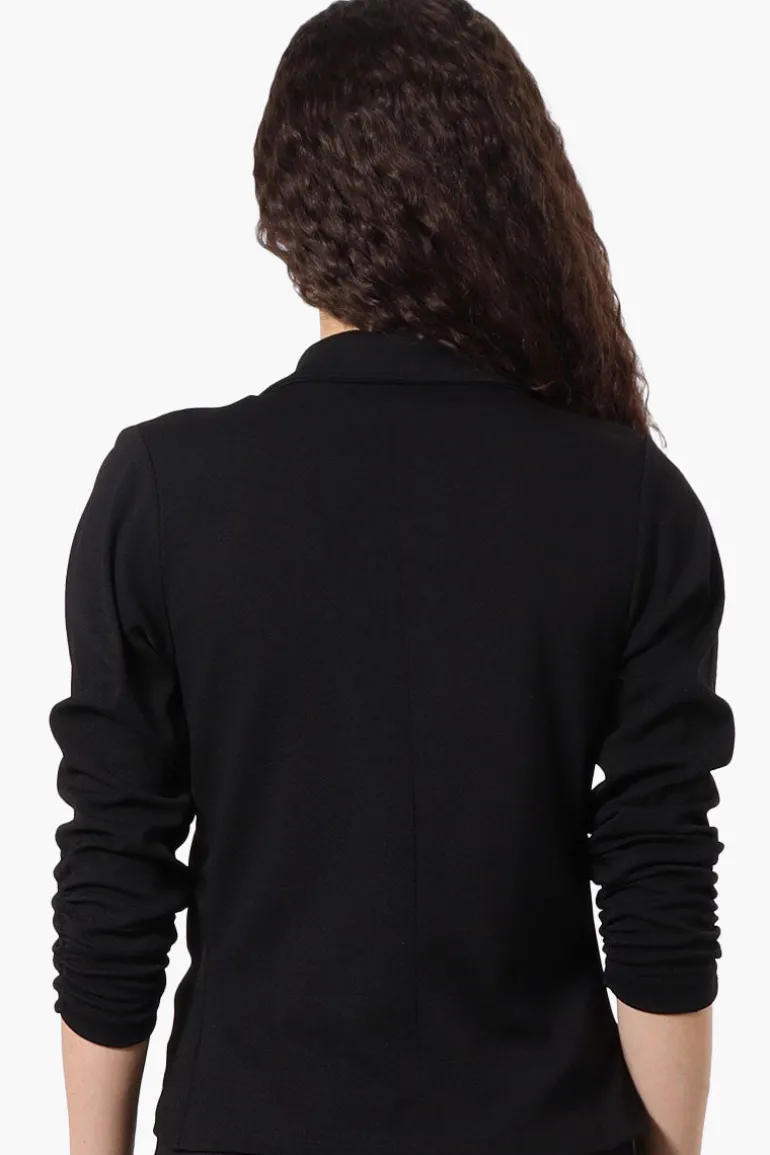 Majora Cinched Sleeve Single Button Blazer - Black