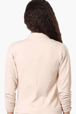 Majora Cinched Sleeve Single Button Blazer - Cream