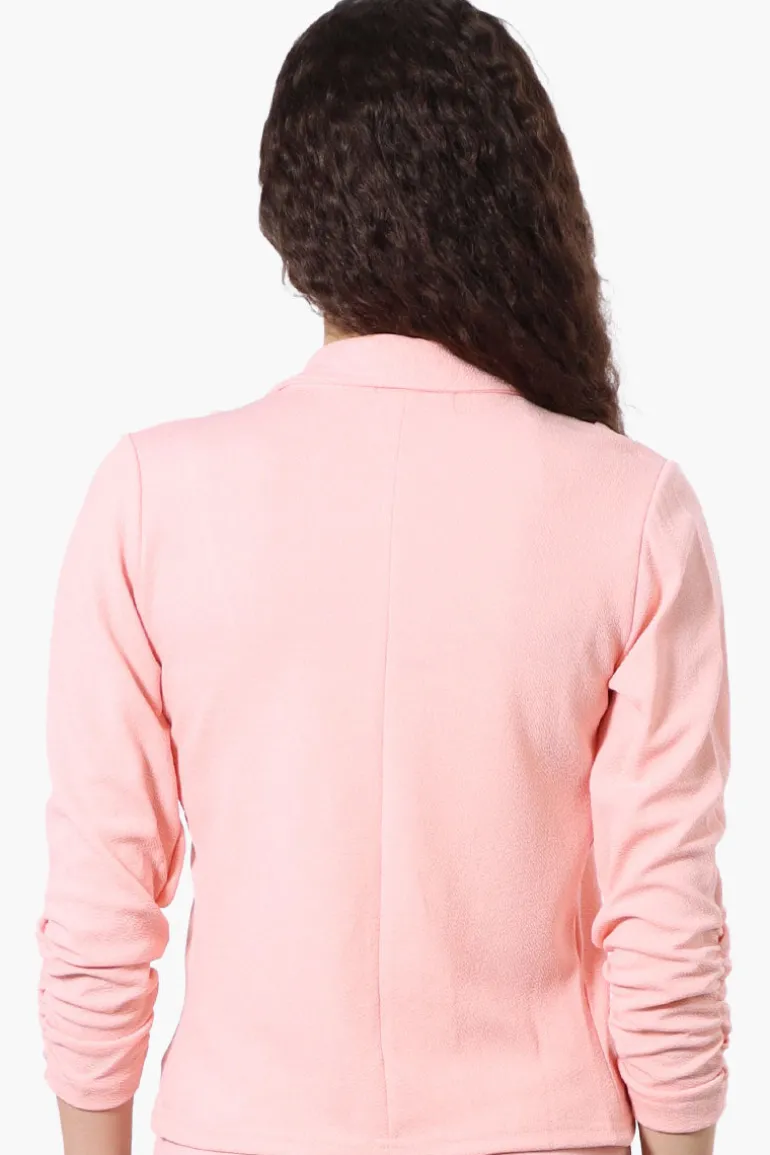 Majora Cinched Sleeve Single Button Blazer - Pink