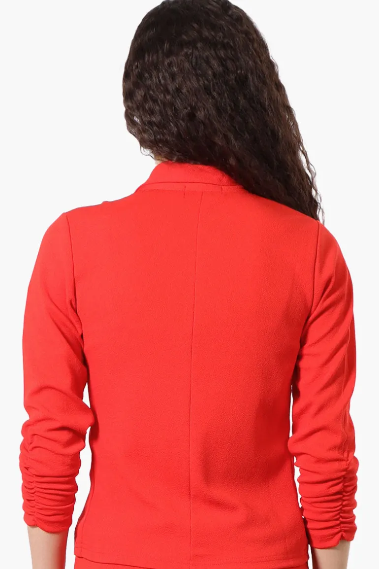 Majora Cinched Sleeve Single Button Blazer - Red