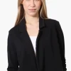 Majora Cropped 3/4 Sleeve Open Blazer - Black