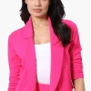 Majora Cropped 3/4 Sleeve Open Blazer - Pink