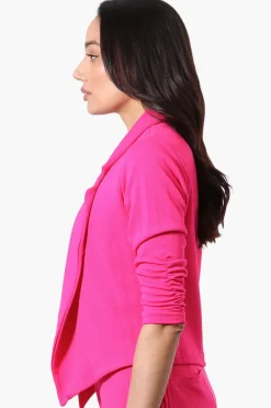 Majora Cropped 3/4 Sleeve Open Blazer - Pink