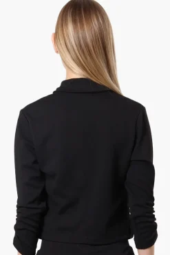 Majora Cropped 3/4 Sleeve Open Blazer - Black