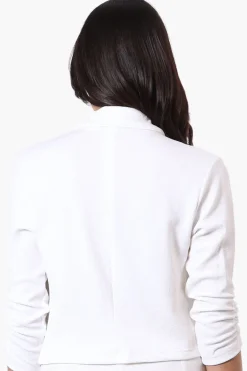 Majora Cropped 3/4 Sleeve Open Blazer - White