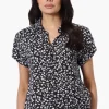 Majora Floral Button Down Shirt - Black