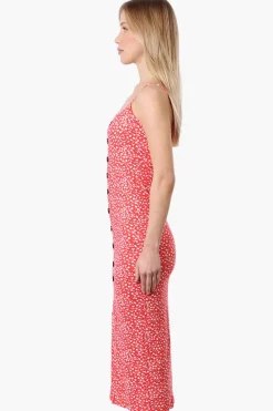 Majora Floral Button Down Midi Dress - Coral
