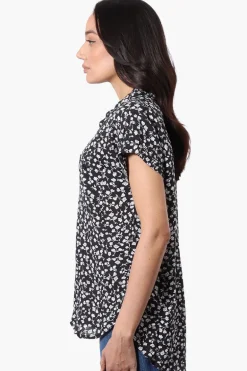 Majora Floral Button Down Shirt - Black