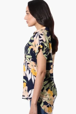 Majora Floral Button Down Shirt - Navy