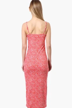 Majora Floral Button Down Midi Dress - Coral