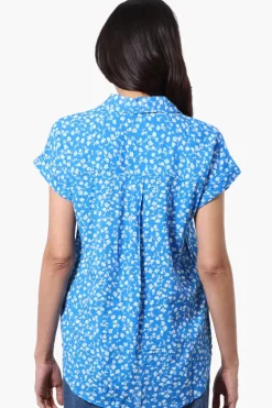 Majora Floral Button Down Shirt - Blue