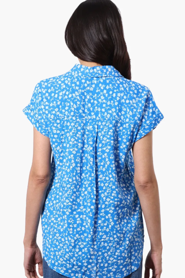 Majora Floral Button Down Shirt - Blue
