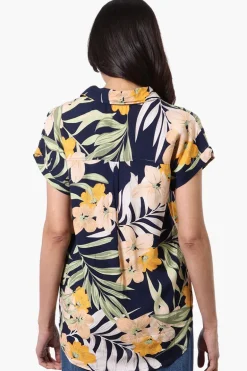 Majora Floral Button Down Shirt - Navy