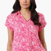 Majora Floral Camp Collar Button Up Shirt - Pink