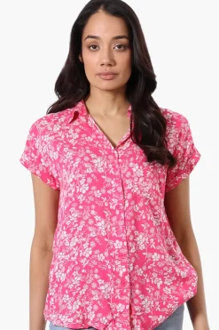 Majora Floral Camp Collar Button Up Shirt - Pink