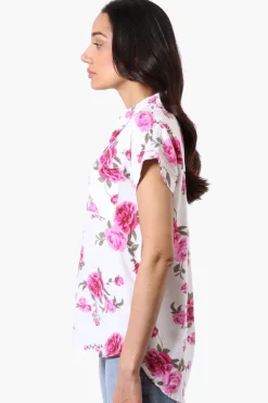 Majora Floral Camp Collar Button Up Shirt - White