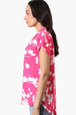 Majora Floral Camp Collar Button Up Shirt - Pink