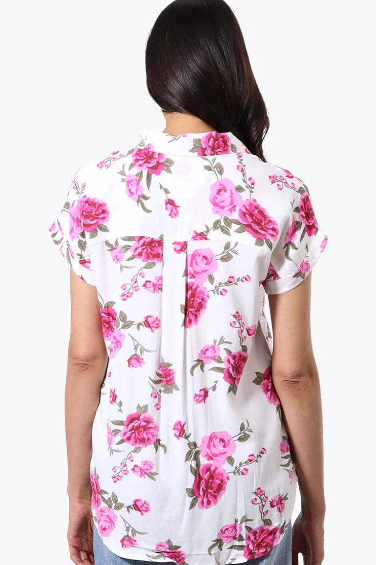 Majora Floral Camp Collar Button Up Shirt - White