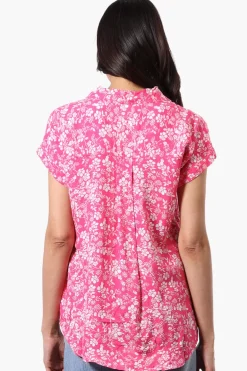 Majora Floral Camp Collar Button Up Shirt - Pink