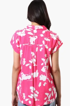 Majora Floral Camp Collar Button Up Shirt - Pink