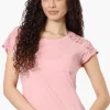Majora Floral Lace Cap Sleeve Tee - Pink