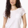 Majora Floral Lace Cap Sleeve Tee - White