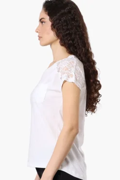 Majora Floral Lace Cap Sleeve Tee - White