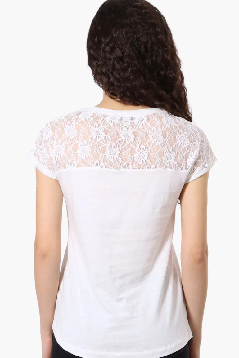 Majora Floral Lace Cap Sleeve Tee - White