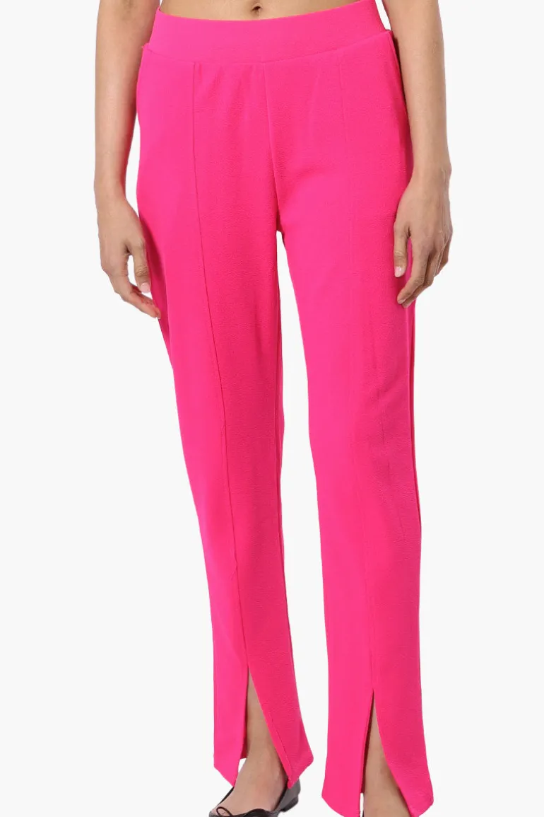 Majora Front Split Hem Tapered Pants - Pink