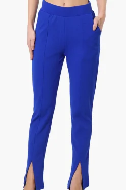 Majora Front Split Hem Tapered Pants - Blue