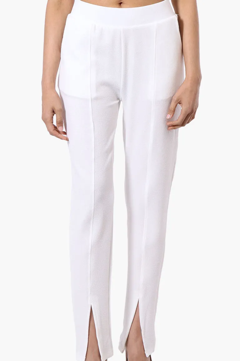 Majora Front Split Hem Tapered Pants - White