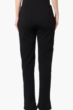 Majora Front Split Hem Tapered Pants - Black