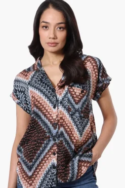 Majora Patterned Button Down Shirt - Black