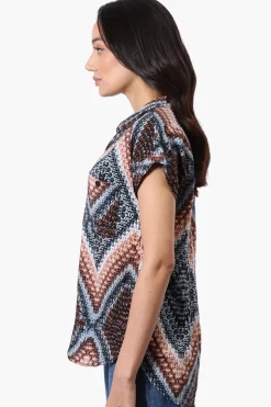 Majora Patterned Button Down Shirt - Black