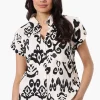Majora Patterned Camp Collar Button Up Shirt - Cream