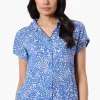 Majora Patterned Camp Collar Button Up Shirt - Blue