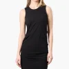 Majora Ribbed Sleeveless Ruched Side Day Dress - Black